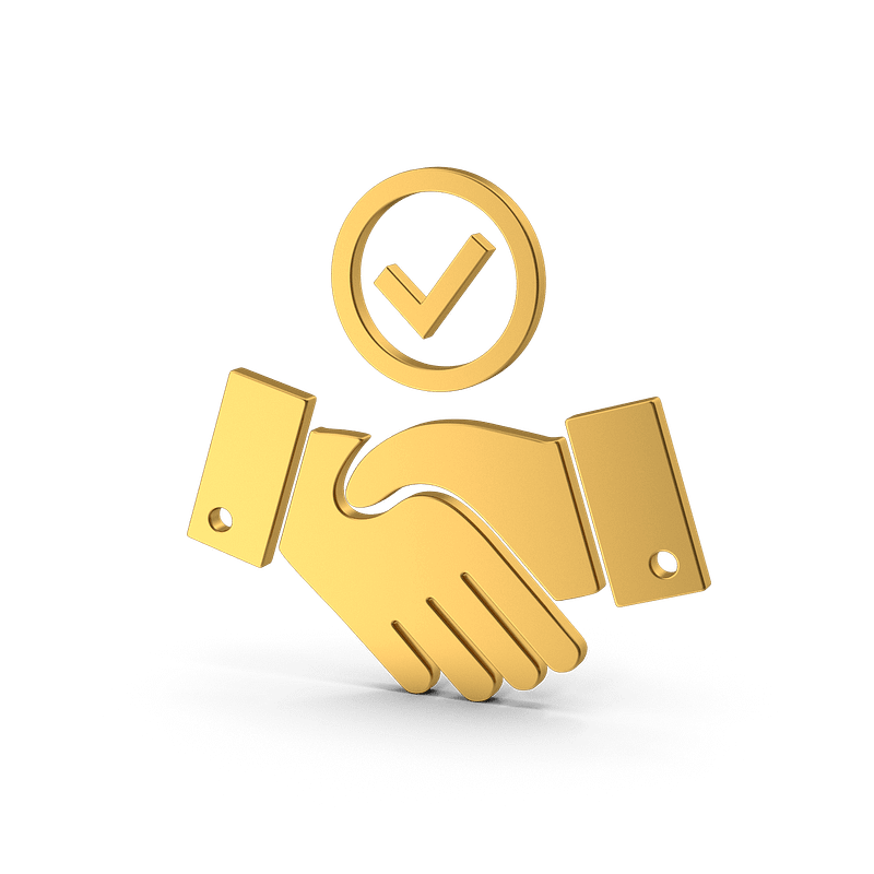 | Symbol Handshake With Checkmark Gold.H02.2k