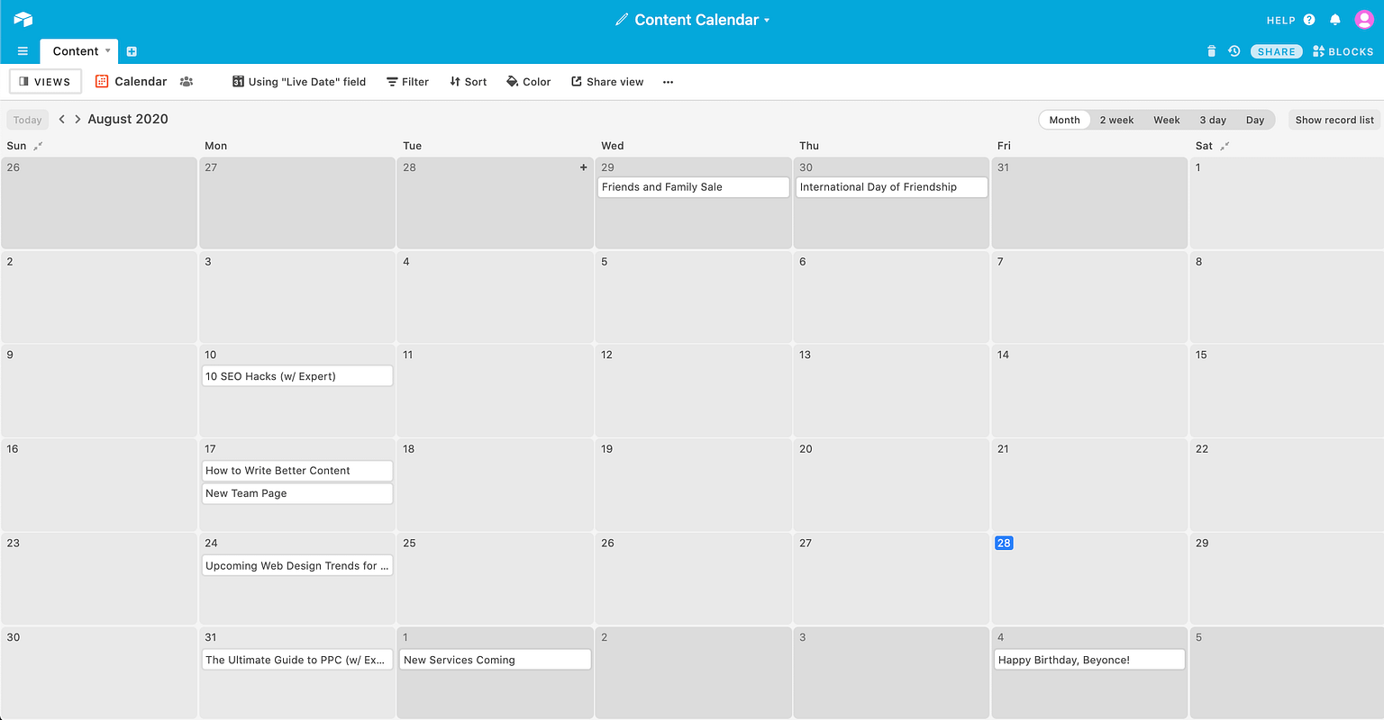 airtable calendar share ical